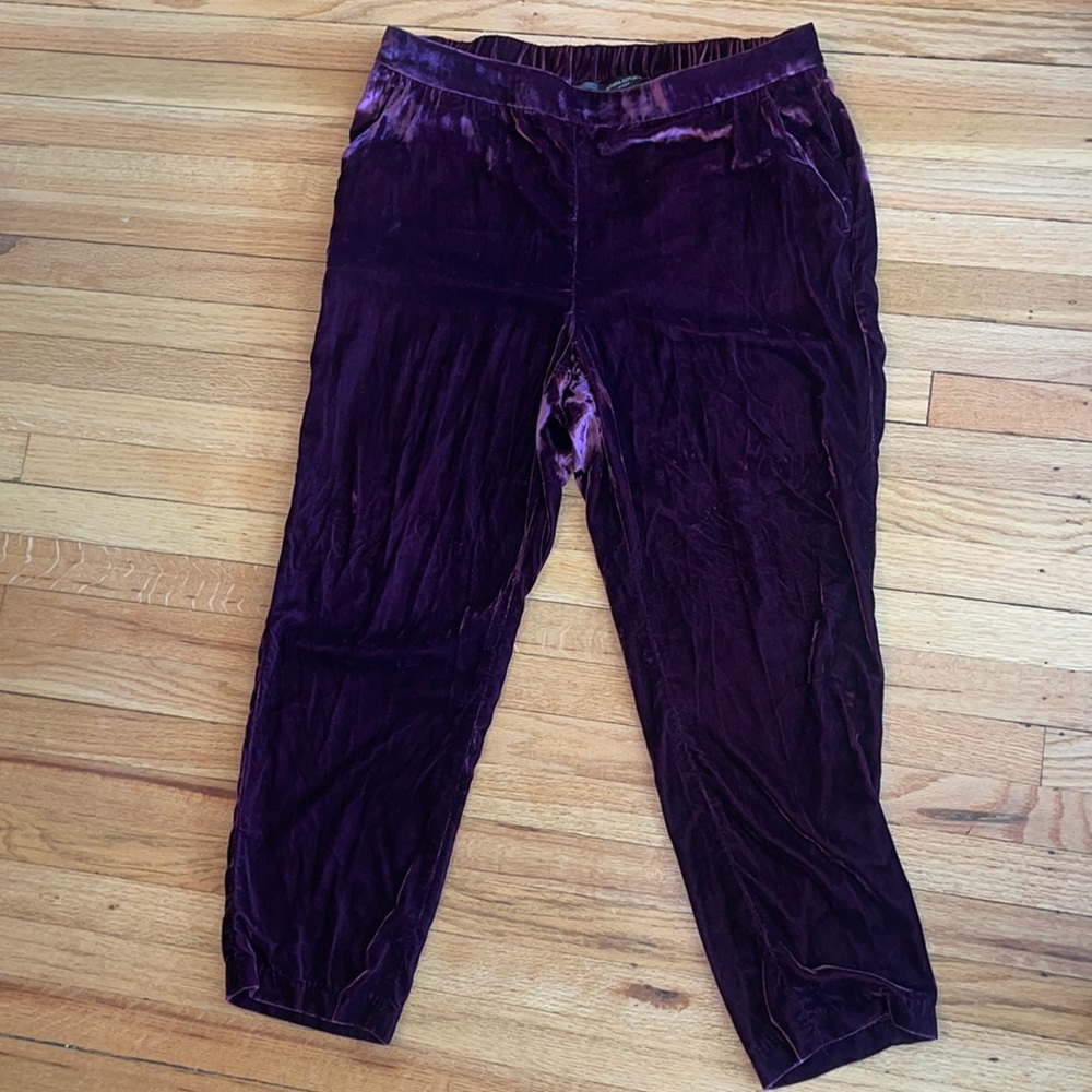 EUC Banana Republic dark red velvet Hayden pants L (10-12)